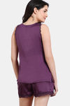 Zivame Paradise Garden Woven Shorts Set - Dark Purple — thumbnail 3